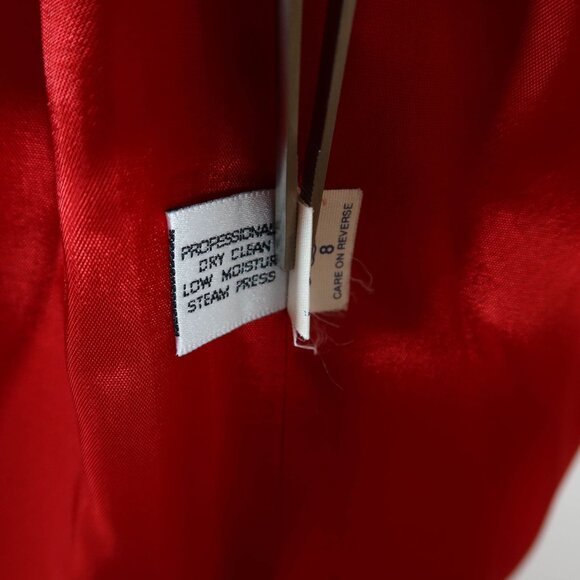 Vintage 80s Velvet Trim 100% Wool Blazer Jacket Size 8P Red Evan Picone Holiday - Picture 10 of 11